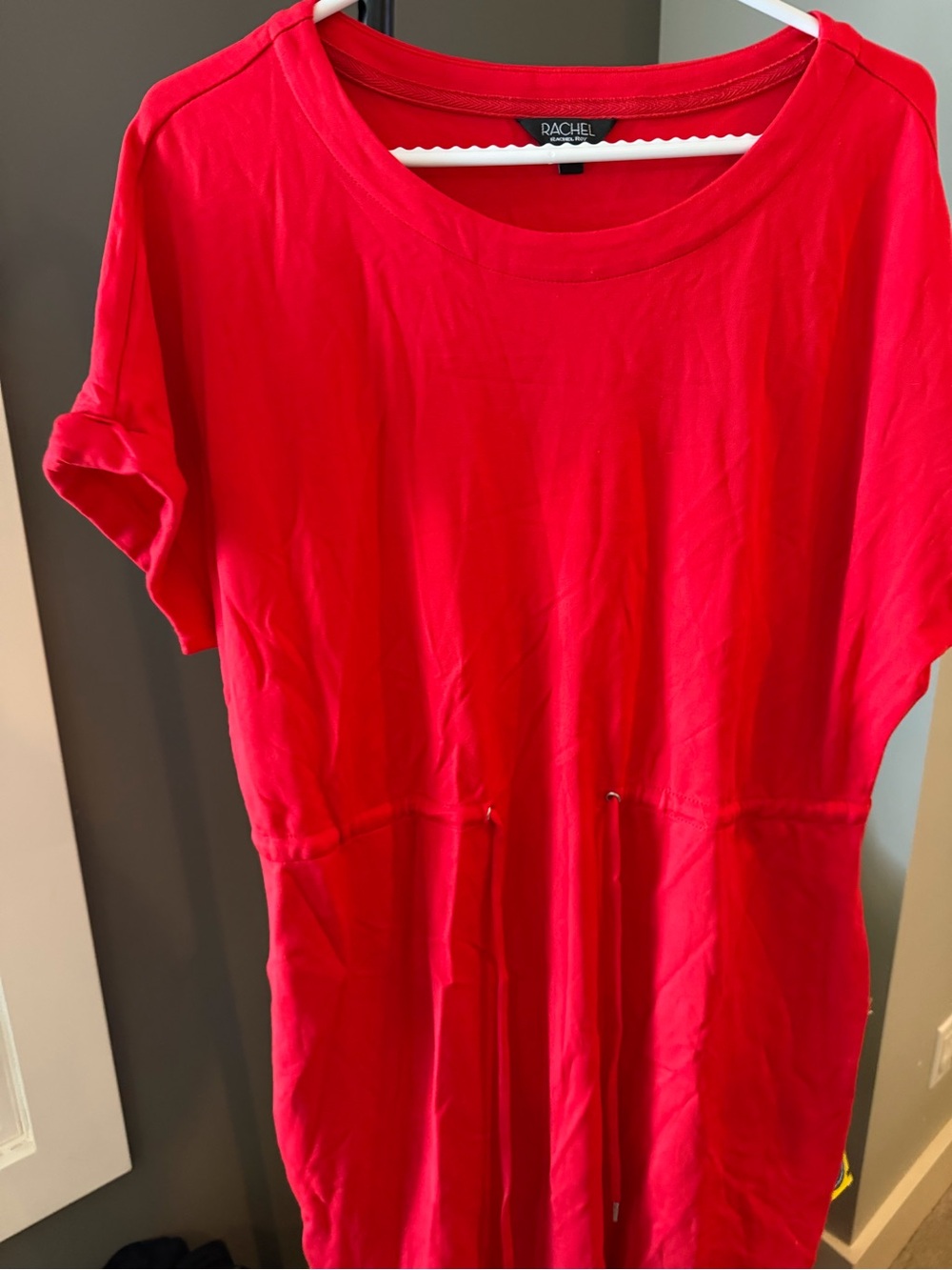 RACHEL Rachel Roy Bright Red Short-Sleeve Drawstring Tunic